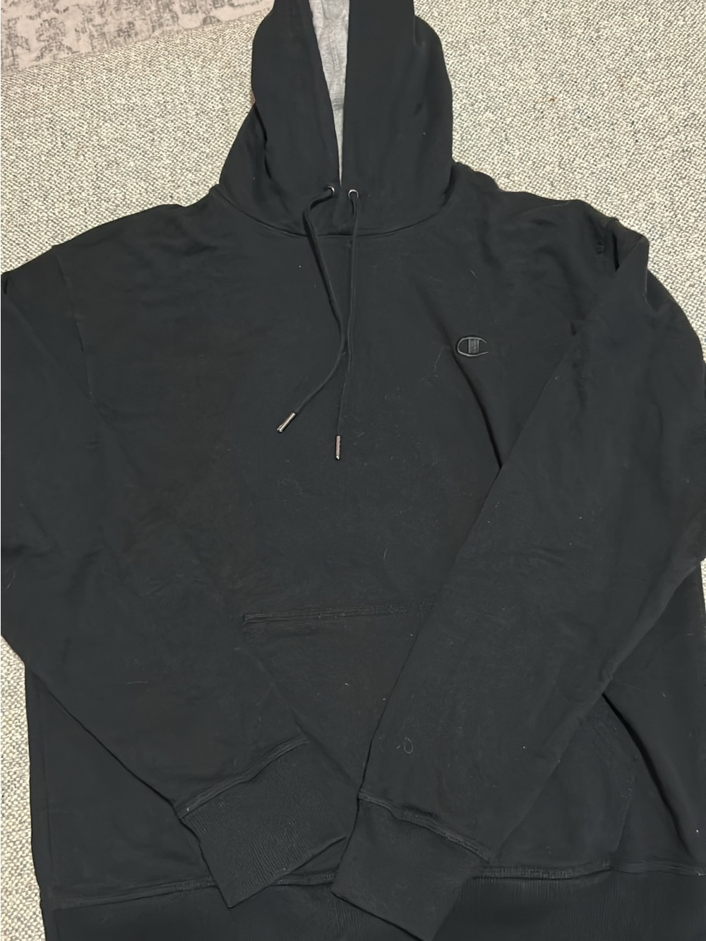 Champion Black Pullover Hoodie with Subtle Logo
